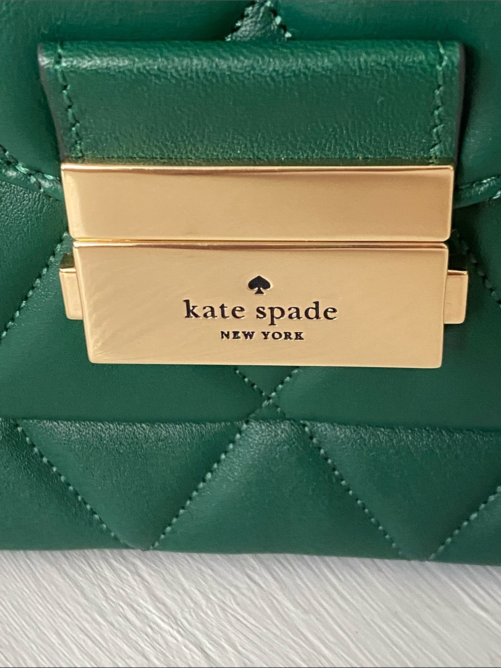 Kate Spade Green Carey Smooth Leather Medium Flap Quilted Shoulder Bag NWT - Picture 15 of 15